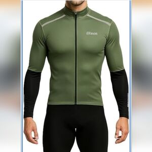 WIXEN SPORTS - Men's Cycling Jacket, Red, Regular Fit, Long Length, Modern. Sz:M